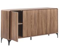 Beliani Buffet Japandi en Aggloméré Plaqué Papier avec 4 Portes Meuble de Rangement Marron Clair Deloraine