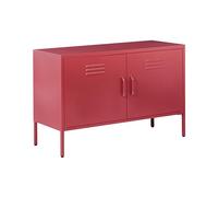Beliani Buffet Moderne Industriel en Acier Rouge Durable et Design avec 2 Portes