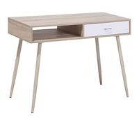 Beliani Bureau Couleur Bois Clair 100 x 48 cm avec 1 Tiroir Blanc et Espace de Rangement de Style Sancandinave pour Intérieur Moderne ou Minimaliste