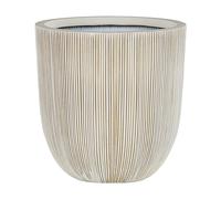 Beliani - Cache-pot - Chios - Rond, 31x31x33 cm, en Polyrésine, Beige et Blanc