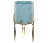 Beliani - Cache-pot - Kalandra - 19 x 19 x 39 cm, en Acier, Bleu et Doré