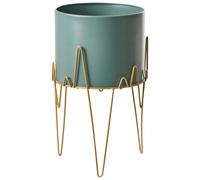 Beliani - Cache-pot - Kalandra- 28 x 28 x 50 cm, en Acier, Vert et Doré
