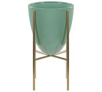 Beliani Cache-Pot de Fleurs sur Pieds Vert et Doré pour Plantes et Fleurs Décoration Salon Glamour