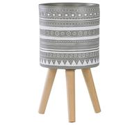 Beliani - Cache-pot - Nausa - 25 cm de Diamètre, en Magnésium et Bois de Hêtre