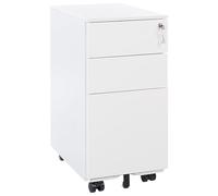 Beliani Caisson de Bureau en Métal Blanc avec roulettes Pratiques et 3 Tiroirs Spacieux Vérouillable avec Clef Idéal pour Rangement de Vos Dossiers