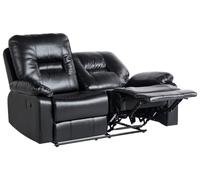 Beliani Canapé 2 Places en Cuir PU Noir avec Dossier Réglable et Repose-Pied pour Salon au Style Moderne