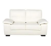 Beliani Canapé Fixe 2 Places en Cuir PU Haut de Gamme Blanc Beige Idéal pour Salon au Style Moderne