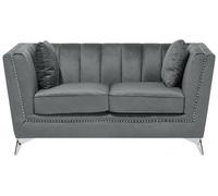 Beliani - Canapé 2 Places - Gaula - Velours, Gris