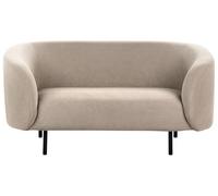 Beliani Canapé 2 Places Incurvé Design Art Déco Moderne avec Pieds Noirs en Tissu Polyester Taupe Loen