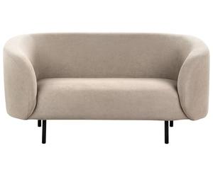 Beliani Canapé 2 Places Incurvé Design Art Déco Moderne avec Pieds Noirs en Tissu Polyester Taupe Loen