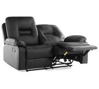 Beliani Canapé 2 Places en Cuir PU Noir avec Dossier Réglable et Repose-Pied pour Salon au Style Moderne