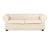 Beliani - Canapé 3 places en cuir beige crème CHESTERFIELD