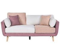 Beliani Canapé 3 Places Rembourré avec Accoudoirs Pieds Massifs Coussins Supplémentaires Hydrofuge Teintes de Rose Bolga