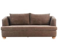 Beliani Canapé 3 Places Rembourré Tissu Chenille avec Accoudoirs et Pieds Ronds en Bois Salon Marron Rattvik