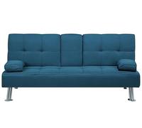 Beliani Canapé Clic Clac Convertible 3 Places en Tissu Bleu avec Pieds Argentés Design Ultra Moderne pour Salon Confortable