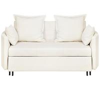 Beliani Canapé Convertible 2 Places Tapissé en Tissu Beige de Qualité avec Fonction Lit Pratique pour Salon Moderne Scandinave