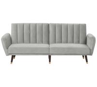 Beliani - Canapé Convertible - en Velours, Gris Clair