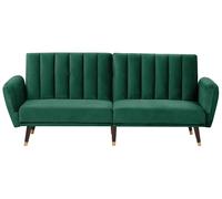 Beliani - Canapé Convertible - en Velours, Vert Foncé