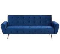 Beliani - Canapé Convertible - Selnes - Velours, Bleu Marine
