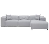 Beliani - Canapé d'Angle 3 Places - Dolva - Tissu, Gris Clair
