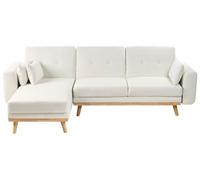 Beliani Canapé d'angle à Droite en Tissu Rembourré en Forme de L Convertible avec Coussins Blanc Kaarina
