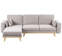 Beliani Canapé d'angle à Droite en Tissu Rembourré en Forme de L Convertible avec Coussins Gris Kaarina