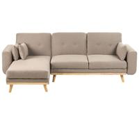 Beliani Canapé d'angle à Droite en Tissu Rembourré en Forme de L Convertible avec Coussins Marron Clair Kaarina
