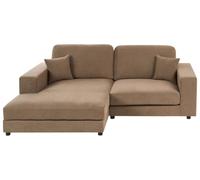 Beliani Canapé d'angle à Droite Minimaliste en Tissu Rembourré 3 Places avec Coussins Supplémentaire Marron Lofoten
