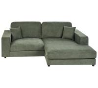 Beliani Canapé d'angle à Gauche Minimaliste en Tissu Rembourré 3 Places avec Coussins Supplémentaire Vert Lofoten