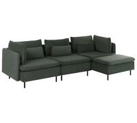 Beliani Canapé d'angle à Gauche Moderne en Velours Côtelé 3 Places Modulable avec Coussins Vert Egeris