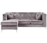 Beliani - Canapé d'Angle Côté Droit - Flen - en Velours, Gris