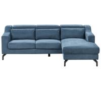 Beliani - Canapé d'Angle - Glosli - Velours, Bleu Marine