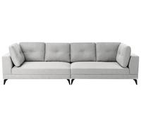 Beliani Canapé d'angle Moderne en Lin Synthétique 4 Places Pieds en Fer Hydrofuge avec Coussins Gris Yuri