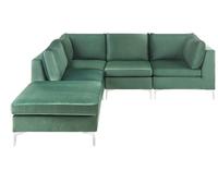 Beliani - Canapé d'Angle Modulable - Evja - Côté Droit, 4 Modules et Pouf, en Ve