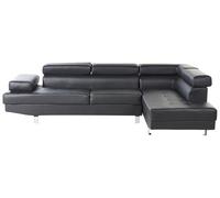 Canapé d'Angle Design en Cuir PU Noir avec Appuis-têtes Réglables pour Salon Moderne Beliani