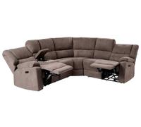 Beliani Canapé d'angle Relax Manuel 5 Places Taupe Tissu Angle Droit