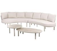 Beliani Canapé de Jardin 6 Places Beige Clair Aluminium Ovale Ensemble