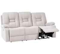 Beliani Canapé de Salon en Velours avec Port USB 3 Places Inclinable Beige Bergen