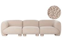 Beliani Canapé en Bouclé 3 Places Profil Bas Dossier Incurvé Modulable Beige Mjalbi