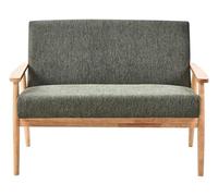 Beliani Canapé en Tissu Polyester 2 Places Rembourré Structure en Bois Vert et Marron Clair Esrum
