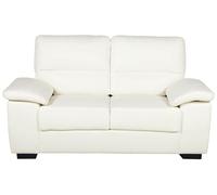 Beliani Canapé Fixe 2 Places en Cuir PU Haut de Gamme Blanc Beige Idéal pour Salon au Style Moderne