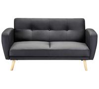 Beliani Canapé-lit 2 Places Noir Tissu Convertible Moderne Pieds Hévéa