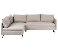 Beliani Canapé-lit d'angle à Droite Moderne en Tissu 3 Places avec Accoudoirs et Rangement Beige Koge