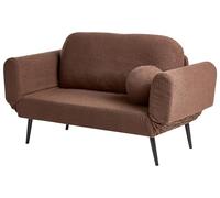 Beliani Canapé-lit en Bou vec Coussins Ronds Pieds en Fer Meuble Salon Chambre Marron Dorotea