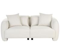 Beliani Canapé Minimaliste en Tissu Assise Profonde 3 Places Pieds Bas Blanc Cassé Ekenes