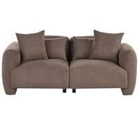 Beliani Canapé Minimaliste en Tissu Assise Profonde 3 Places Pieds Bas Marron Ekenes