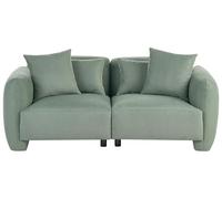 Beliani Canapé Minimaliste en Tissu Assise Profonde 3 Places Pieds Bas Vert Ekenes