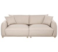 Beliani Canapé Moderne 3 Places en Tissu avec Coussins Décoratifs et Pieds en Bois Beige Jubek
