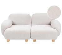 Beliani Canapé Moderne en Bouclé 2 Places Modulable Pieds en Bois Blanc Cassé Amli