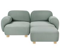 Beliani Canapé Moderne en Tissu Hydrofuge 2 Places Modulable avec Ottoman Pieds en Bois Vert Clair Amli